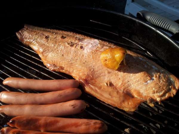 Grillet laks med b�gesmuld