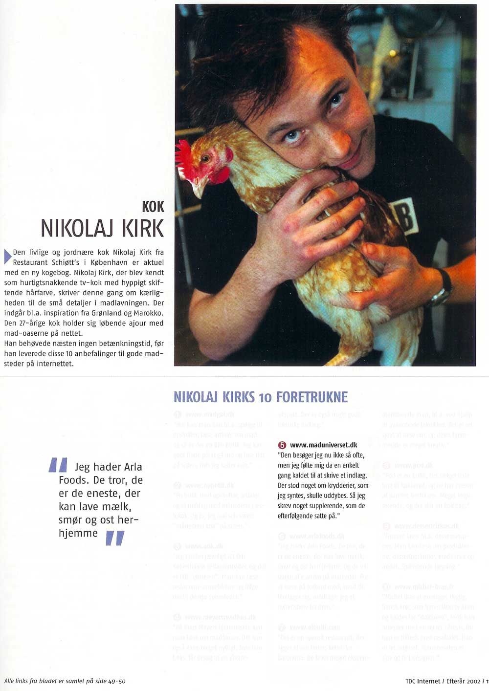 TDC Kabelblad vinter 2002 - Nikolaj Kirk nævner Maduniverset som favorit madsite