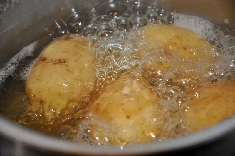 Kogning af nye kartofler - stort