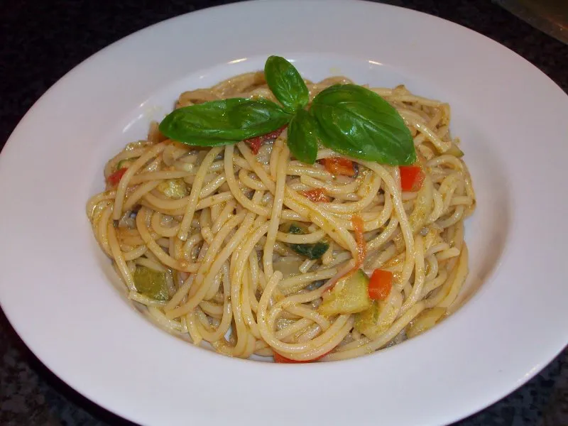 Spaghetti pesto - stort