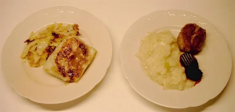 EN fars --- 3 retter hvidkålsrouletter, frikadeller -kødboll - stort