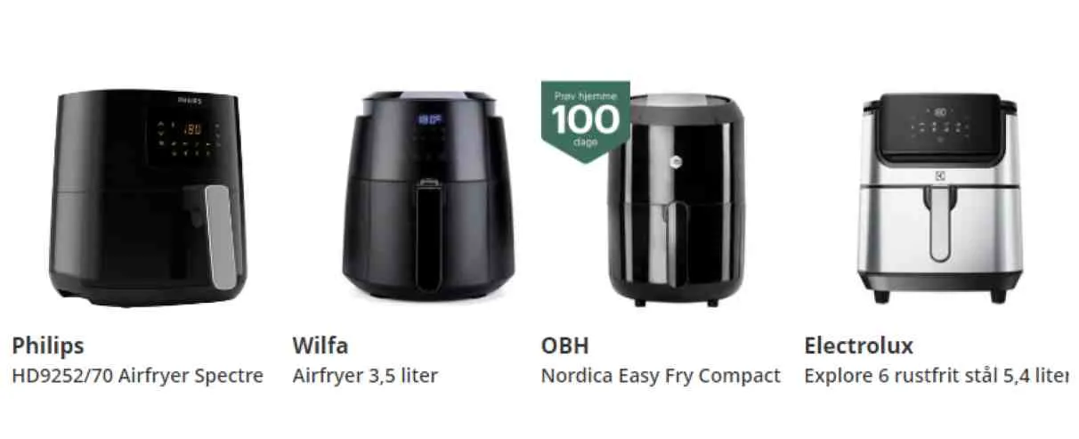 Stort udvalg af de bedste airfryers ifølge tests og anmeldelser
