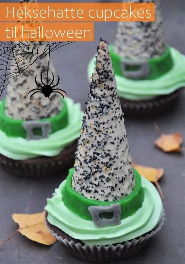 Heksehatte cupcakes til halloween