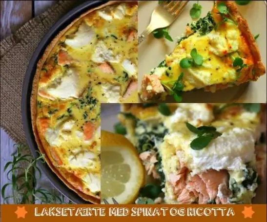 Laksetærte med spinat og ricotta ost