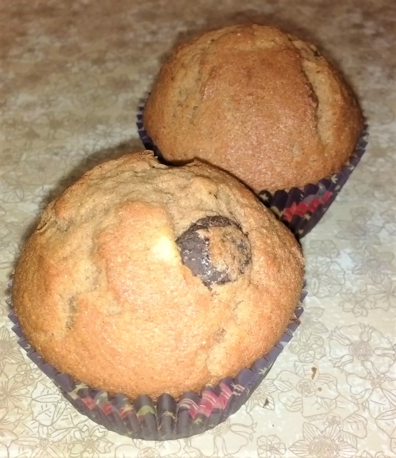 Bananmuffins med chokoladestykker - stort