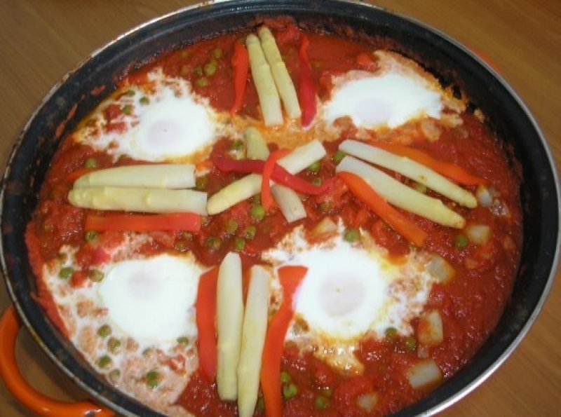 Bagte æg (Huevos a la flamenca) - stort