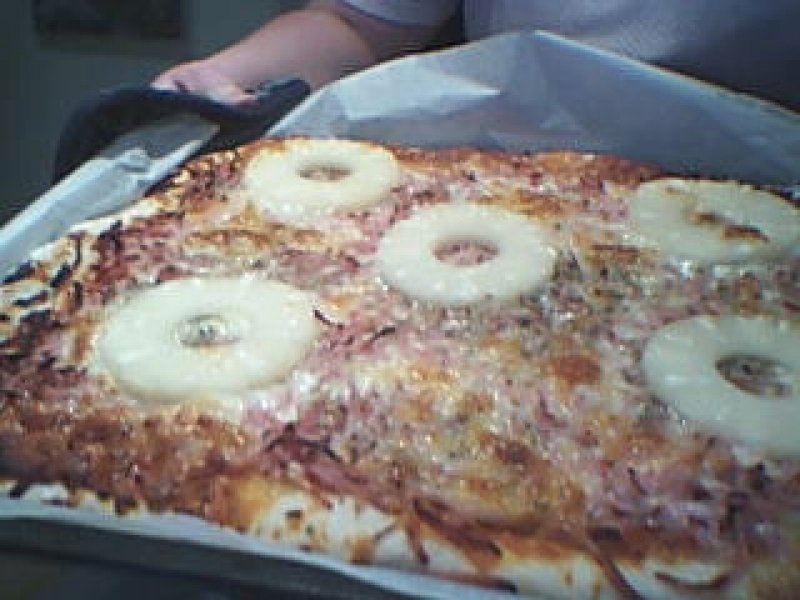 pizza med skinke&ananas - stort