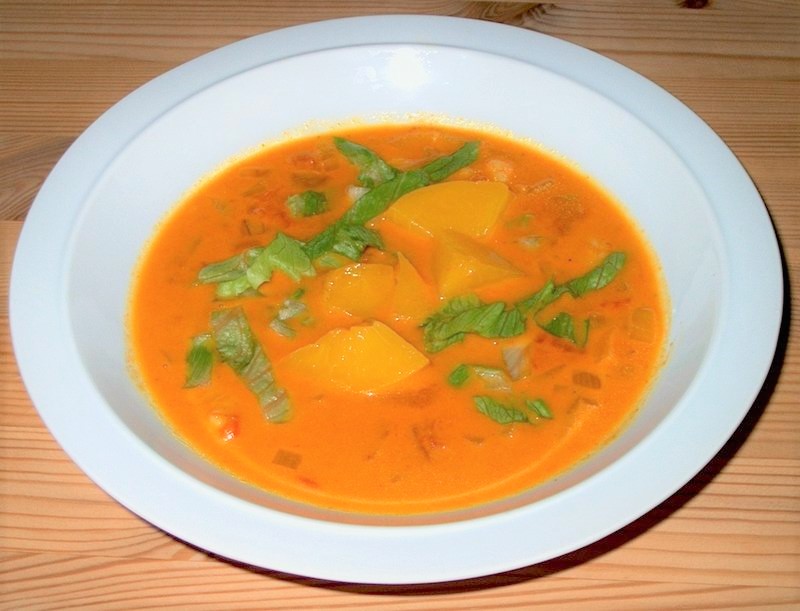 Rejesuppe med fersken. - stort