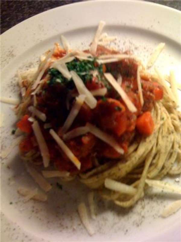 Luksus kødboller i tomat med linguini