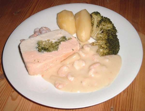 fisketerrine med reje/asparges-sovs